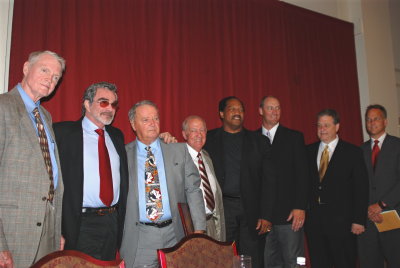 The head table - Tom Osborne, Burt Reynolds, Bobby Bowden, Jim Conner, Ron Simmons, Chris Weinke, Charlie Barnes, Mark Richt