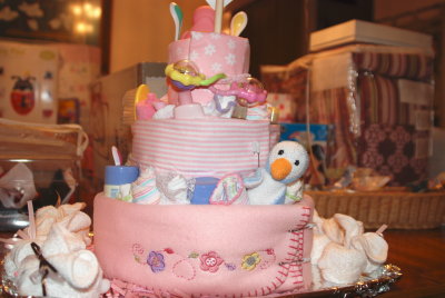 The back of the diaper cake