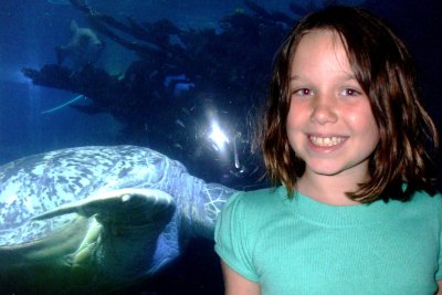 paige and turtle at the aquarium