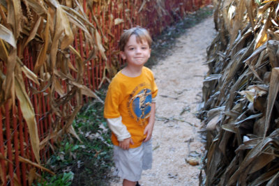 Owen in the corn tunnel