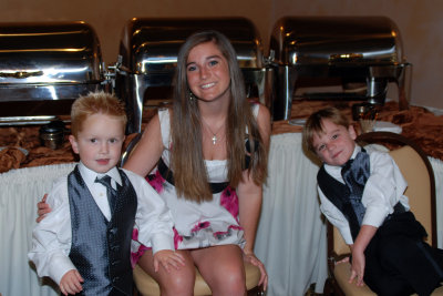 Carlee and Maddox and Owen waiting for the wedding to begin