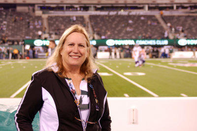 Judy on the sidelines