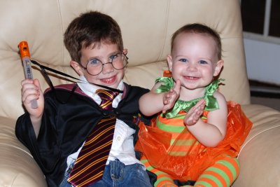 Harry Potter and the Pumpkin Fairy...aka Carter and Addy