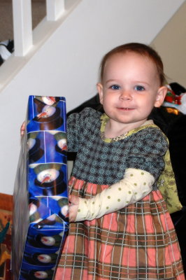 Addy with one of her presents