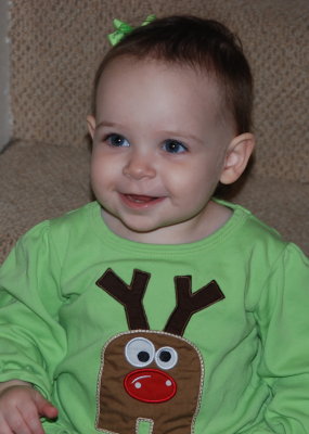 Addy with her reindeer shirt