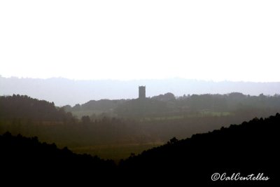 Silhouette of tower in the haze