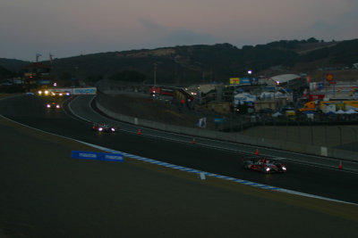 Cars coming hill after a restart