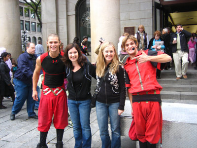Lindsey and Melisa with the Street Performers