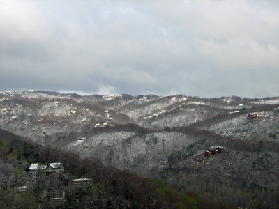 Gatlingburg hillsides after snowstorm