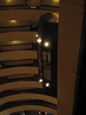 Open elevators within the atrium
