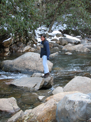 In the middle of the river