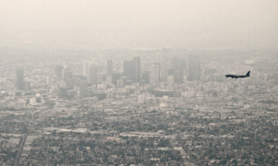 Passing downtown LA in a haze