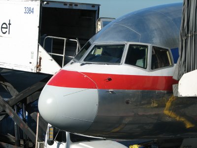 Menacing snout of a 757