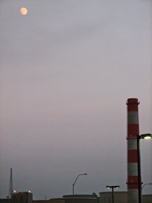 The moon and the smokestack