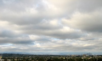 Clouds tower over the LA downtown skyline