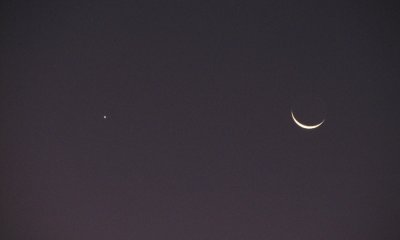 Moon and Venus just before daybreak