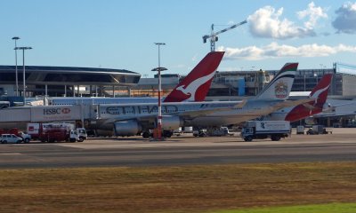 Ethiad A340 at the gate in Kingsford Airport