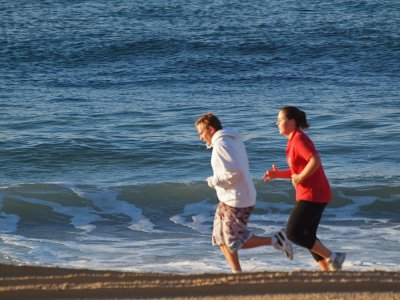 Jogging on the beach