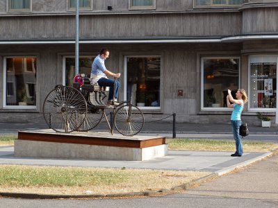 Riding a tricycle