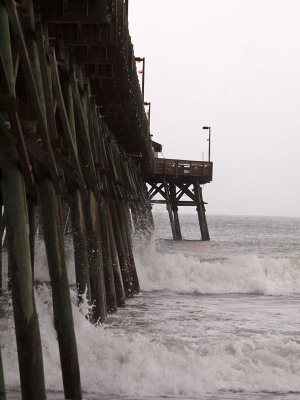 The crashing of the waves