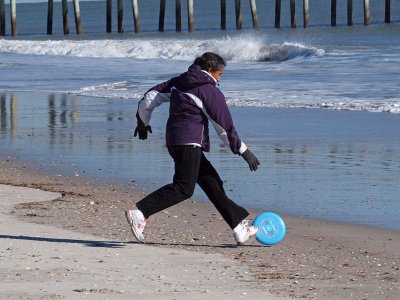 Chasing the frisbee