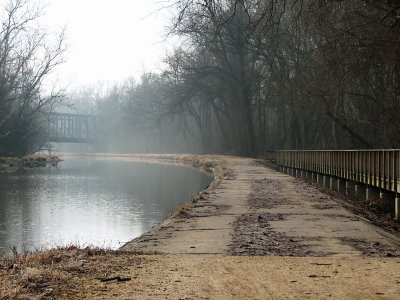 Spillway at mile 4 with tresle bridge in background