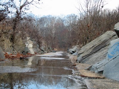 Concrete pathway on river bed