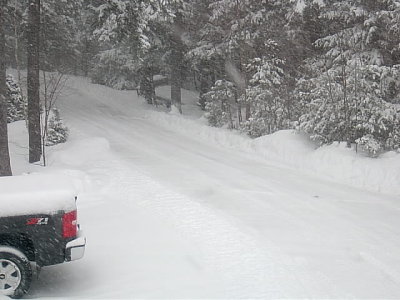 Snow in the drive before being cleared off