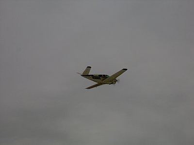 One of the planes taking off to the south.