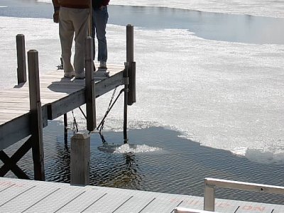 Broke up ice before hitting pier 4-9-09.