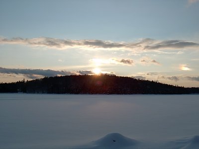 Sun setting on Sunset Lake