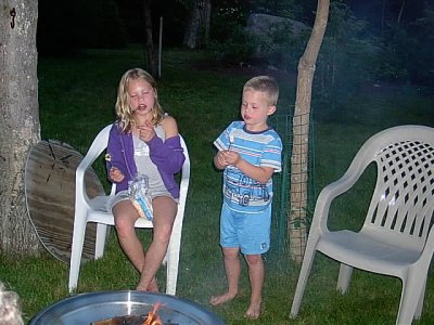 Grand kids toasting marshmallows