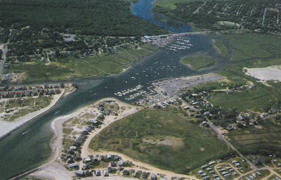Green Harbor Chrome Postcard Aerial View
