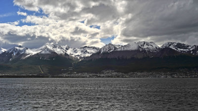 Ushuaia, as seen from the Beagle Channel...