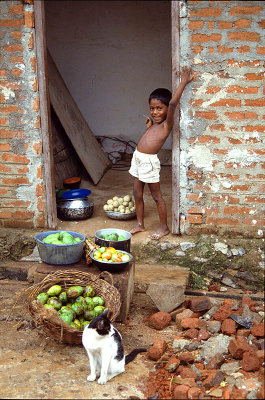 Little Boy Outside His Home