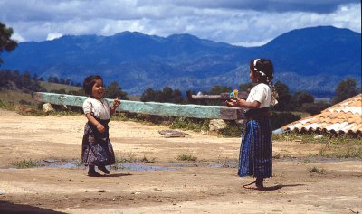Two Girls Playing Outside School