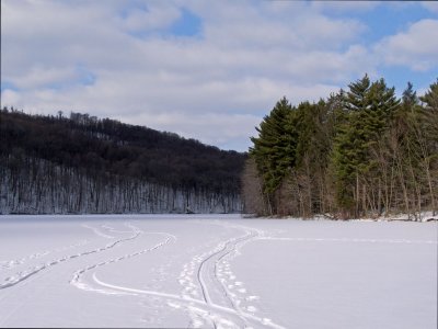 Walking on the frozen lake, Yellow Creek State Park, PA
