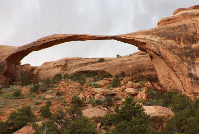 Arches NP -- Landscape Arch in the rain
