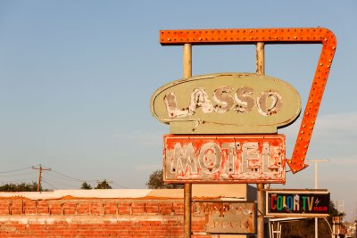 Route 66 in Tucumcari, NM -- famous for its historic neon signs
