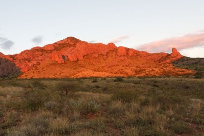 Sunset on Organ Mountains from Soledad (Bar) Canyon Trail
