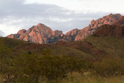 Sunset on Organ Mountains from Soledad (Bar) Canyon Trail