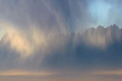 Misty clouds obscure the Organ Mountains