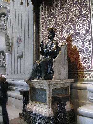 Bronze statue of St Peter on the Chair of Peter