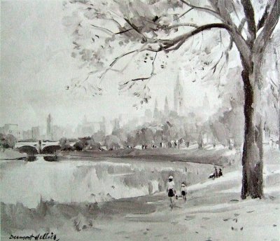 Melbourne skyline 1942 by Dermont Hellier