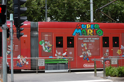Super Mario is on the tram