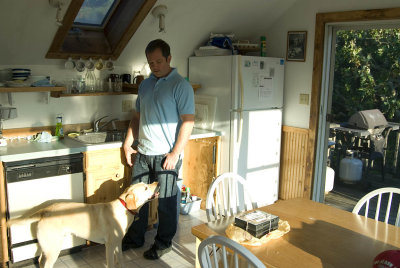 Tim helping out in the kitchen.