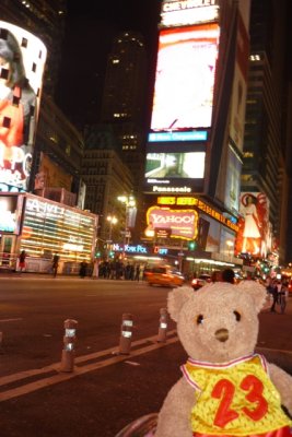 Bear excited about Times Square