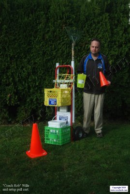 Coach Rob Wille & set up pull cart.