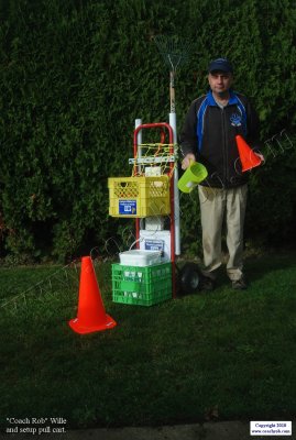 Coach Rob Wille & set up pull cart.