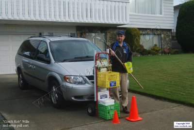 Coach Rob Wille & set up pull cart.